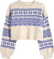 Treasure & Bond Kids' Fair Isle Boxy Crewneck Sweater