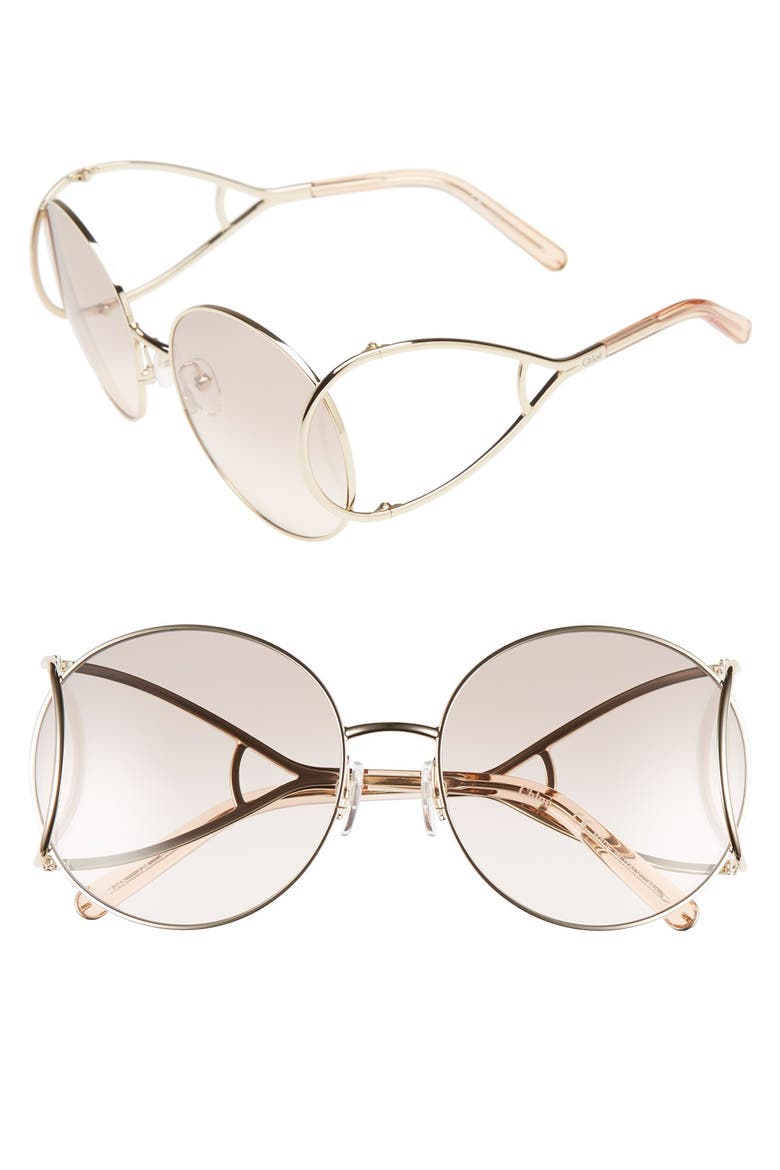 'Jackson' 60mm Round Sunglasses, Main, color, GOLD/ PEACH