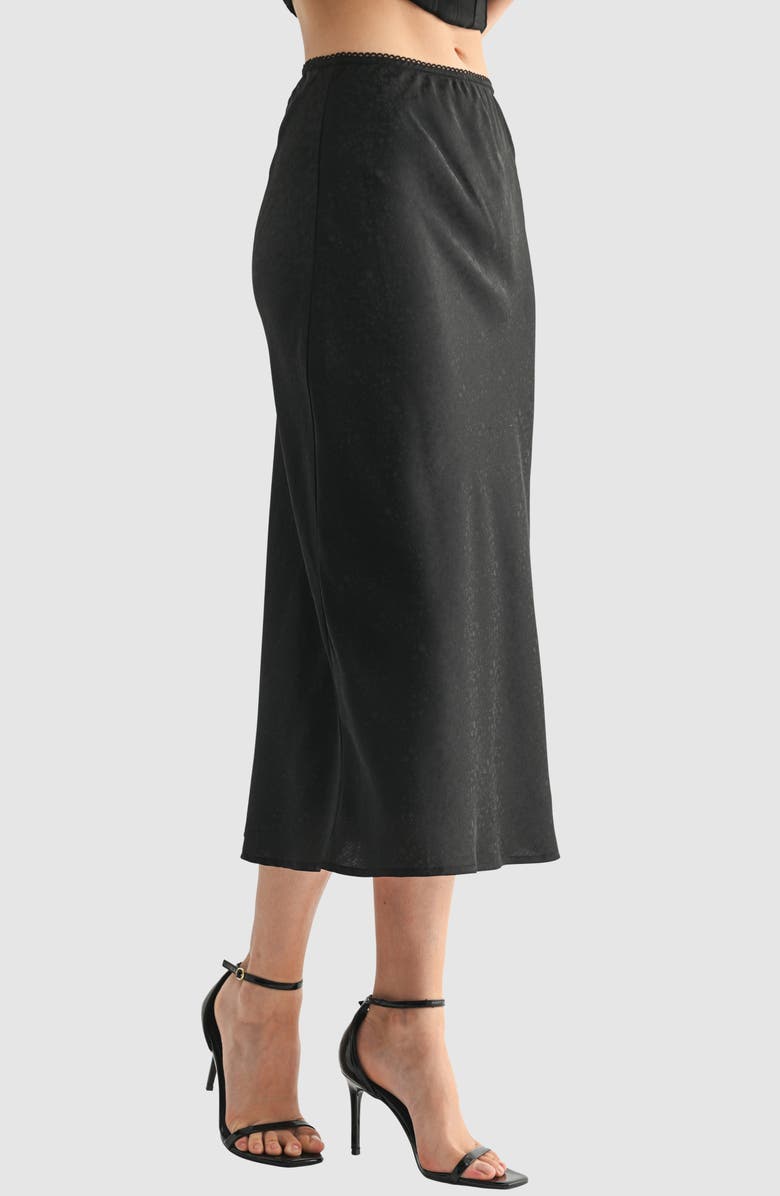 All in Favor Satin Midi Skirt, Alternate, color, Black