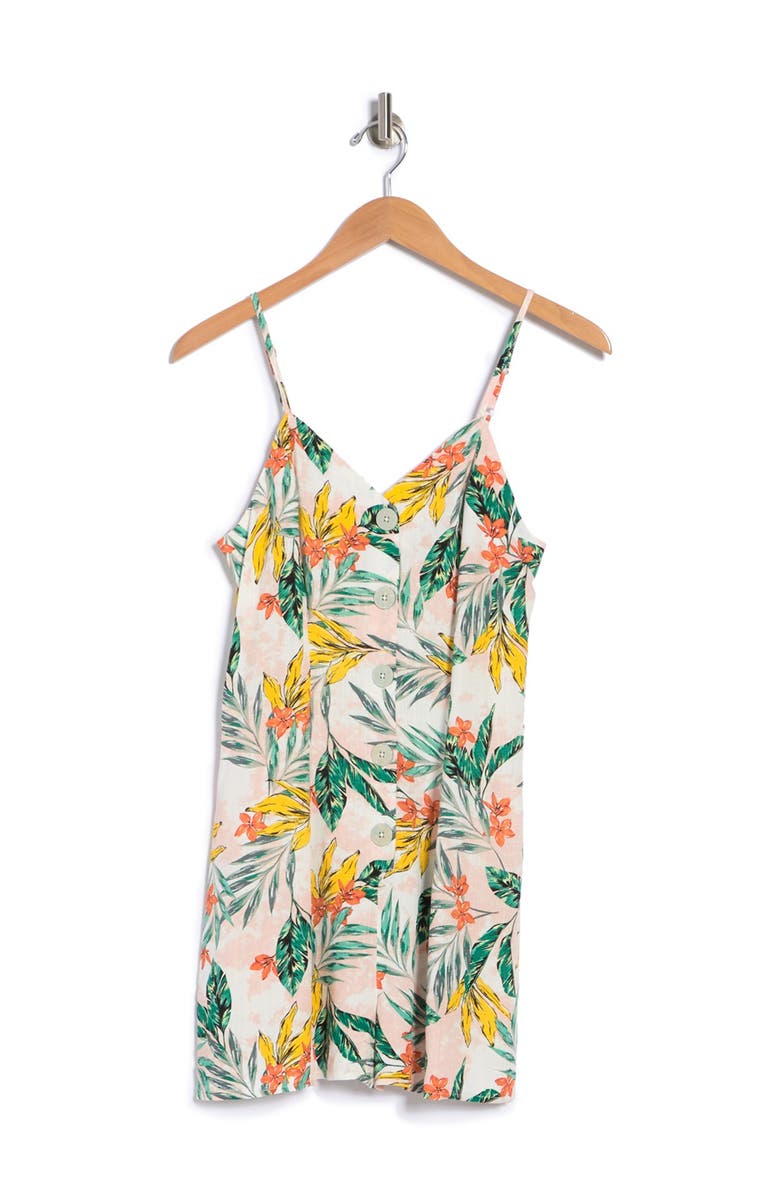 Love, Fire Tropical Button Front Romper, Alternate, color, 