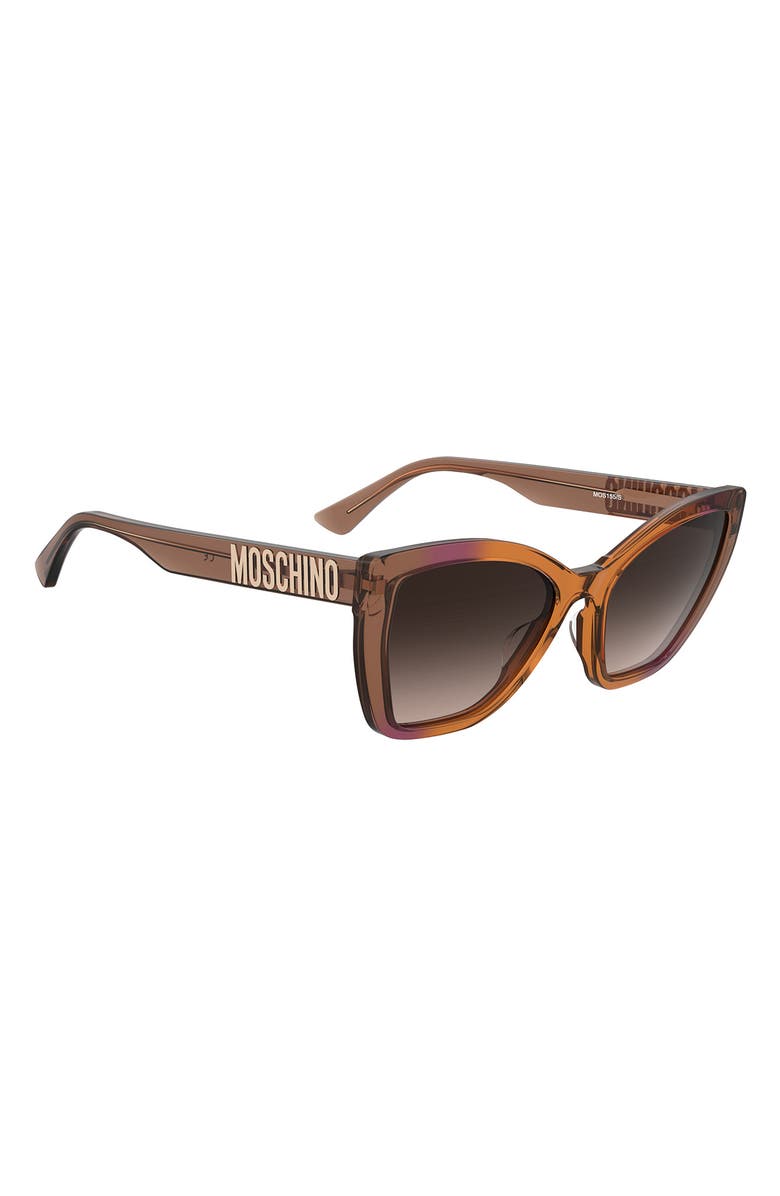 Moschino 55mm Cat Eye Sunglasses, Alternate, color, Brown Orange