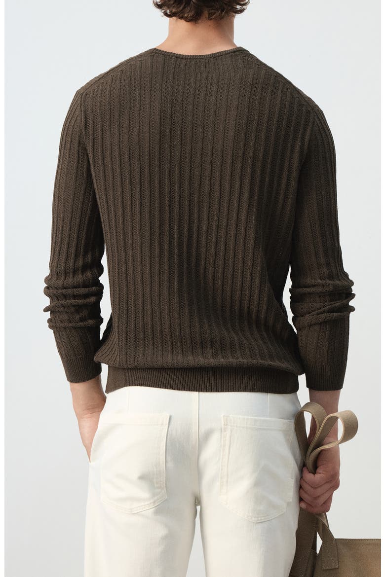 Crewneck Rib Sweater, Alternate, color, BROWN