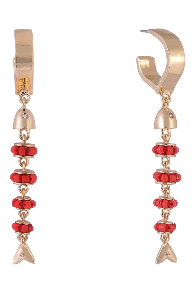Beaded Fish Drop Earrings, Alternate, color, ORANGE