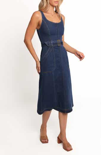 Petal & Pup Carys Sleeveless Belted Denim Midi Dress