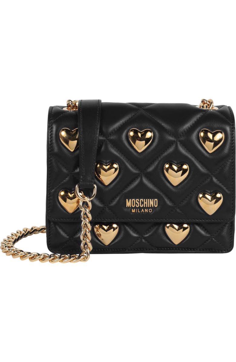 Moschino Quilted Heart Crossbody Bag, Main, color,
