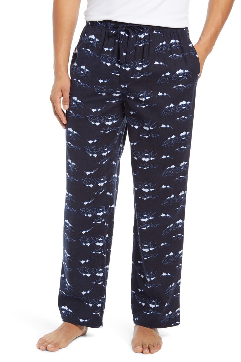 Flannel Pajama Pants, Main, color, NAVY HEATHER MOUNTAINS