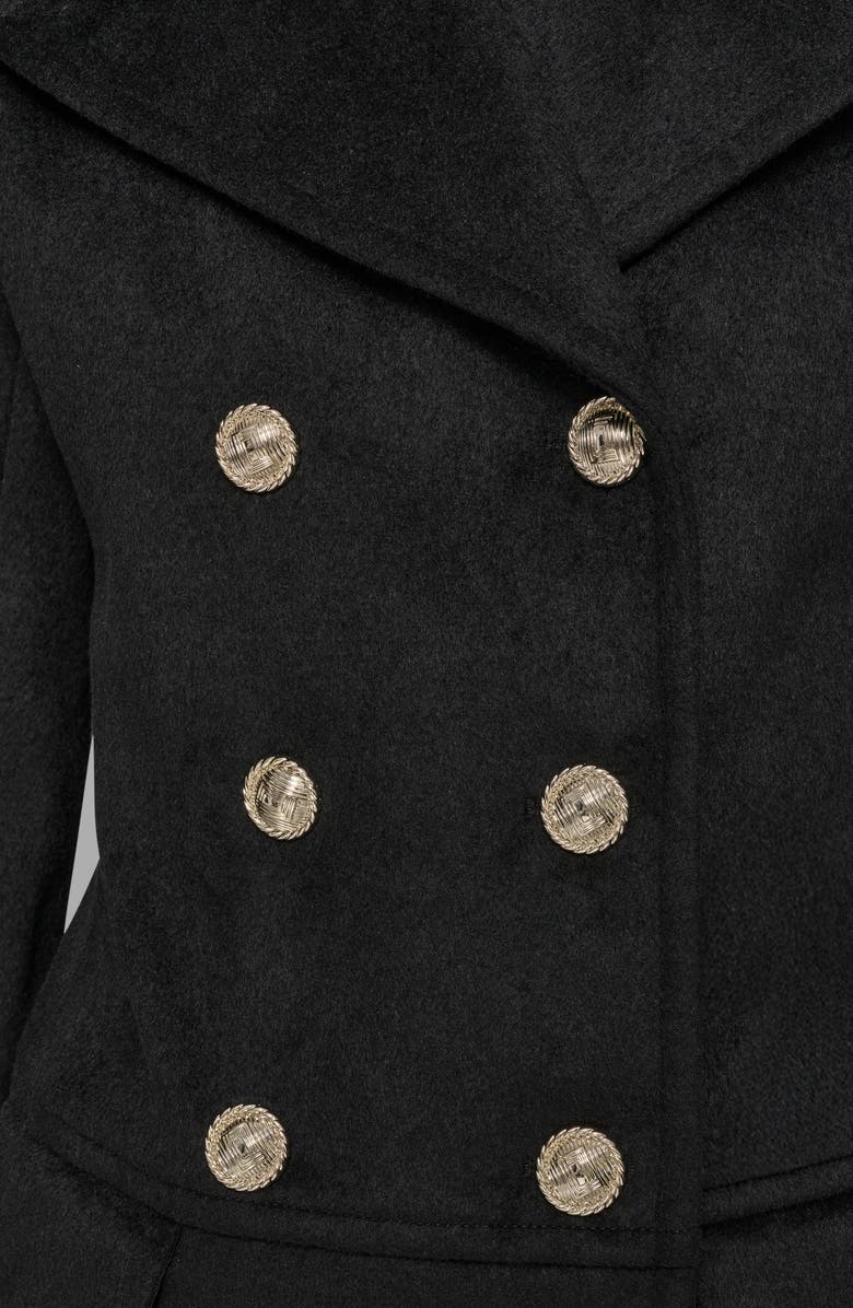 KARL LAGERFELD PARIS Low Waist Double Breasted Wool Blend Peacoat, Alternate, color,