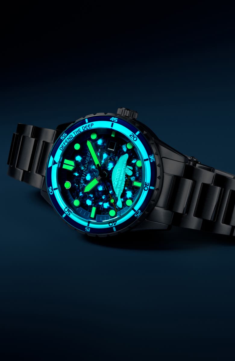 SPINNAKER x 4ocean Hass Manatee Limited Edition Automatic Bracelet Watch, 43mm, Alternate, color, 