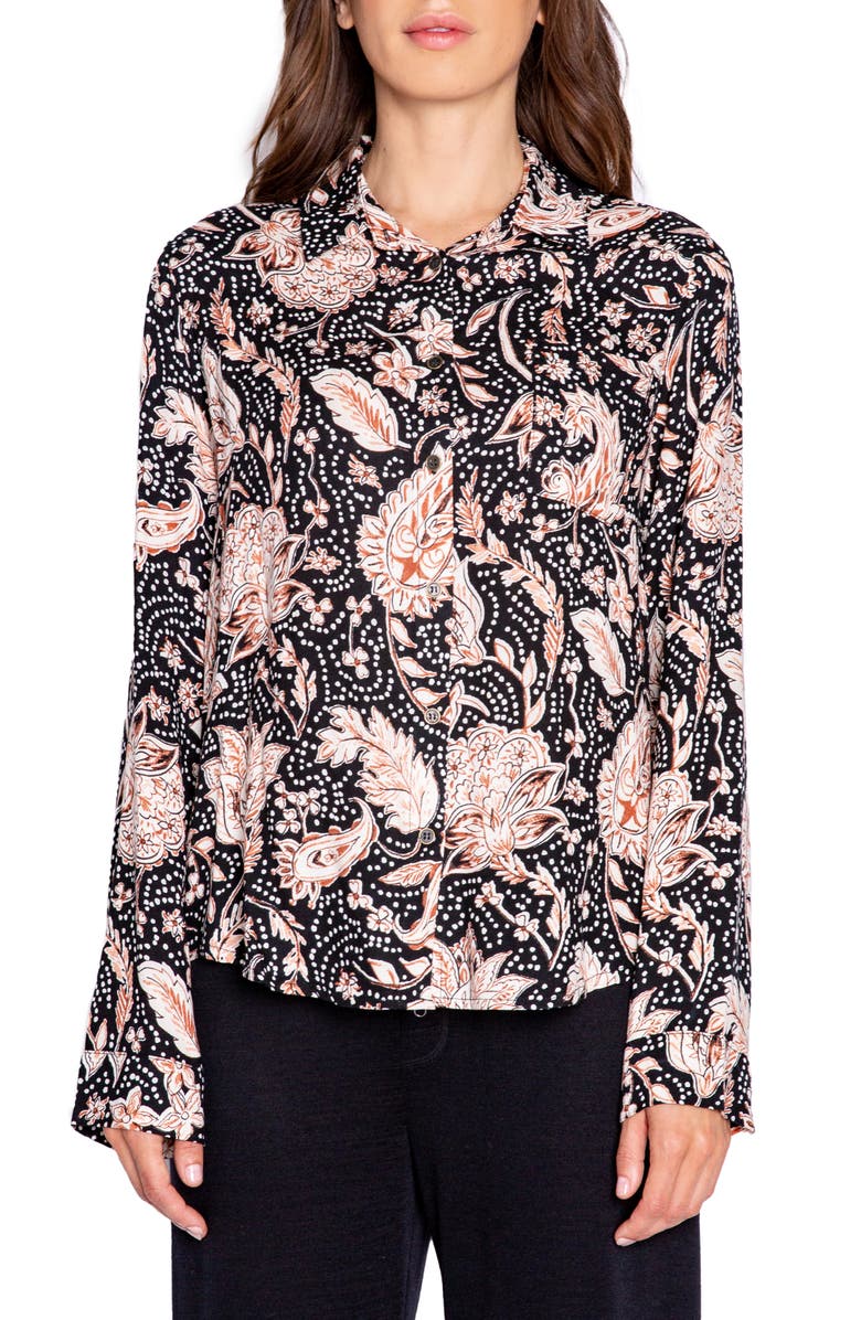 PJ Salvage Paisley Button Front Pajama Top, Main, color,