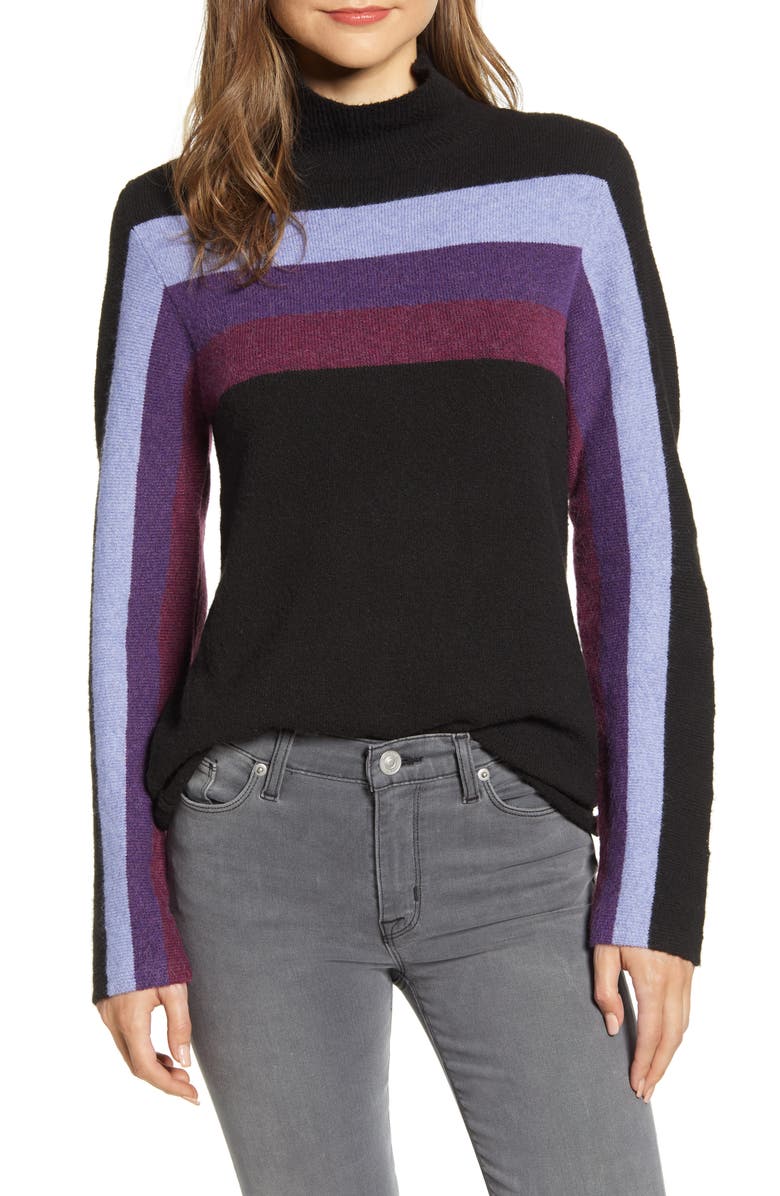 Wit & Wisdom Stripe Detail Mock Neck Sweater, Main, color,