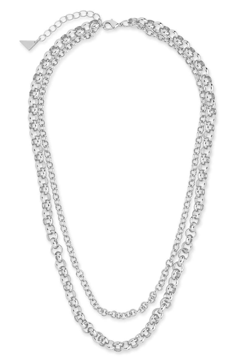 Sterling Forever Bold Layered Rolo Chain Necklace, Alternate, color, Silver