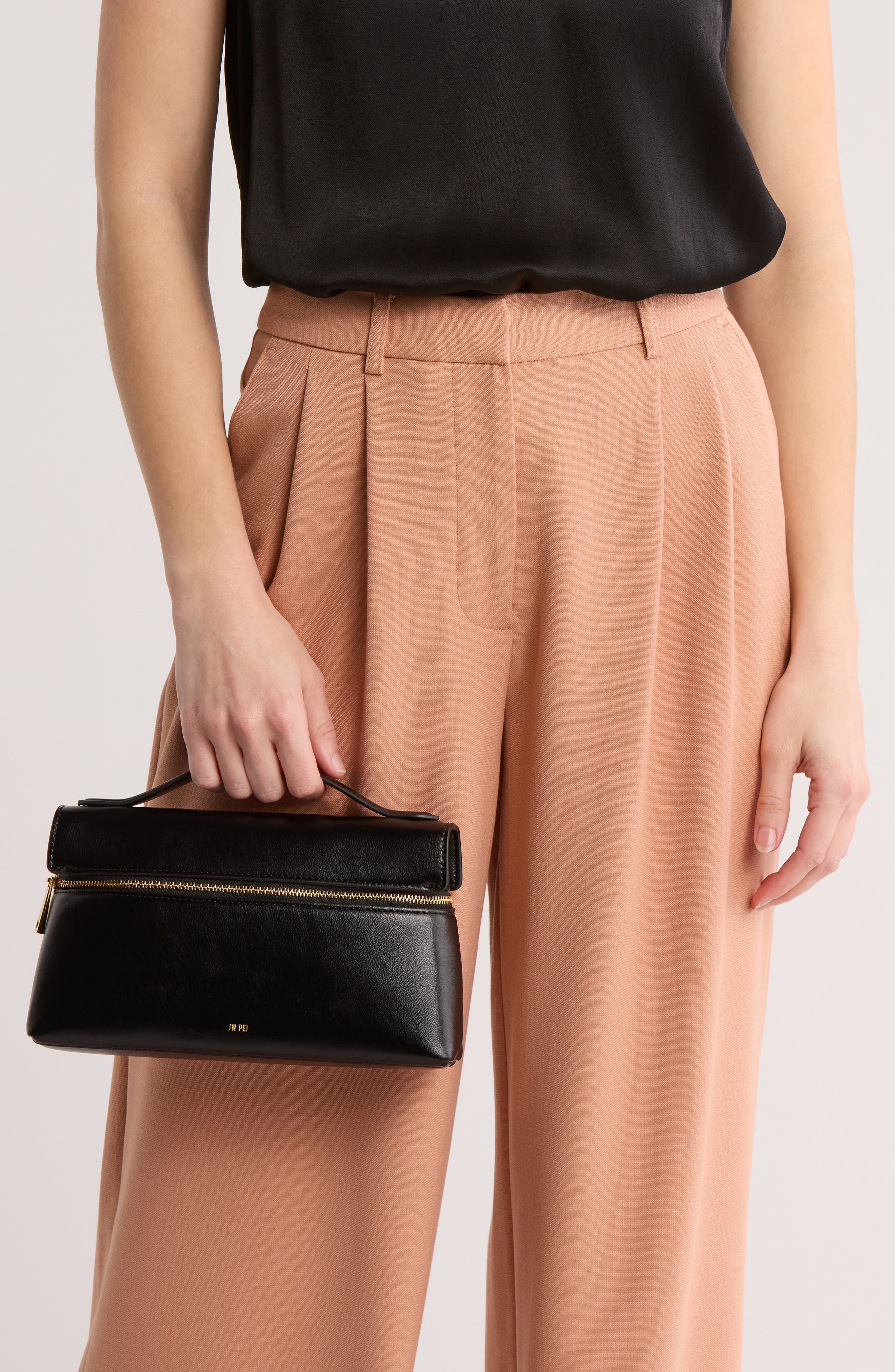 JW PEI Thea Faux Leather Top Handle Bag, Alternate, color, Black