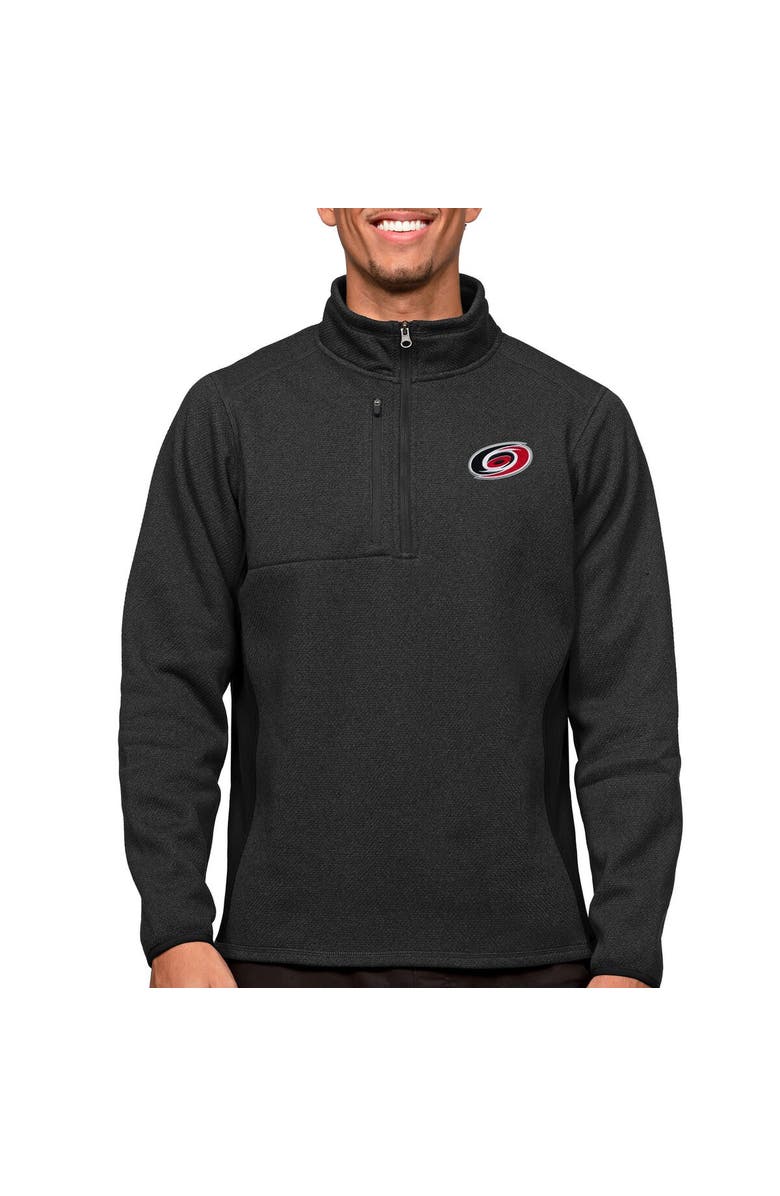 ANTIGUA Men's Antigua Heather Black Carolina Hurricanes Course Quarter-Zip Pullover Top, Alternate, color, 
