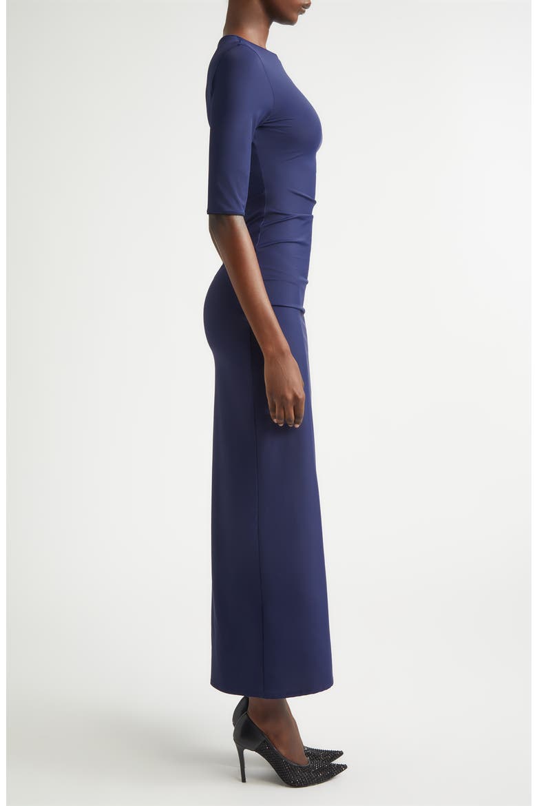 Fluid Long Jersey Dress, Alternate, color, INDIGO