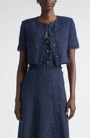 ST. JOHN Metallic Shimmer Tweed Bolero Jacket