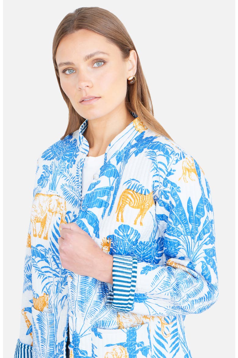 Jungle Reversible Cotton Quilted Jacket, Alternate, color, Blue