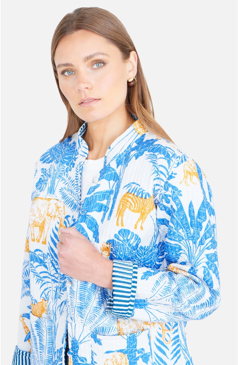 Yumi Jungle Reversible Cotton Quilted Jacket, Alternate, color, Blue