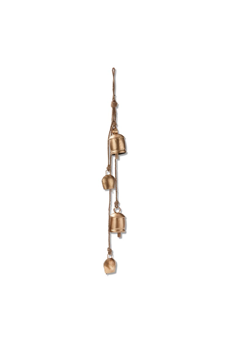 Antique Gold Decorative Bells with Jute Rope Swag for Decor, Main, color, Gold