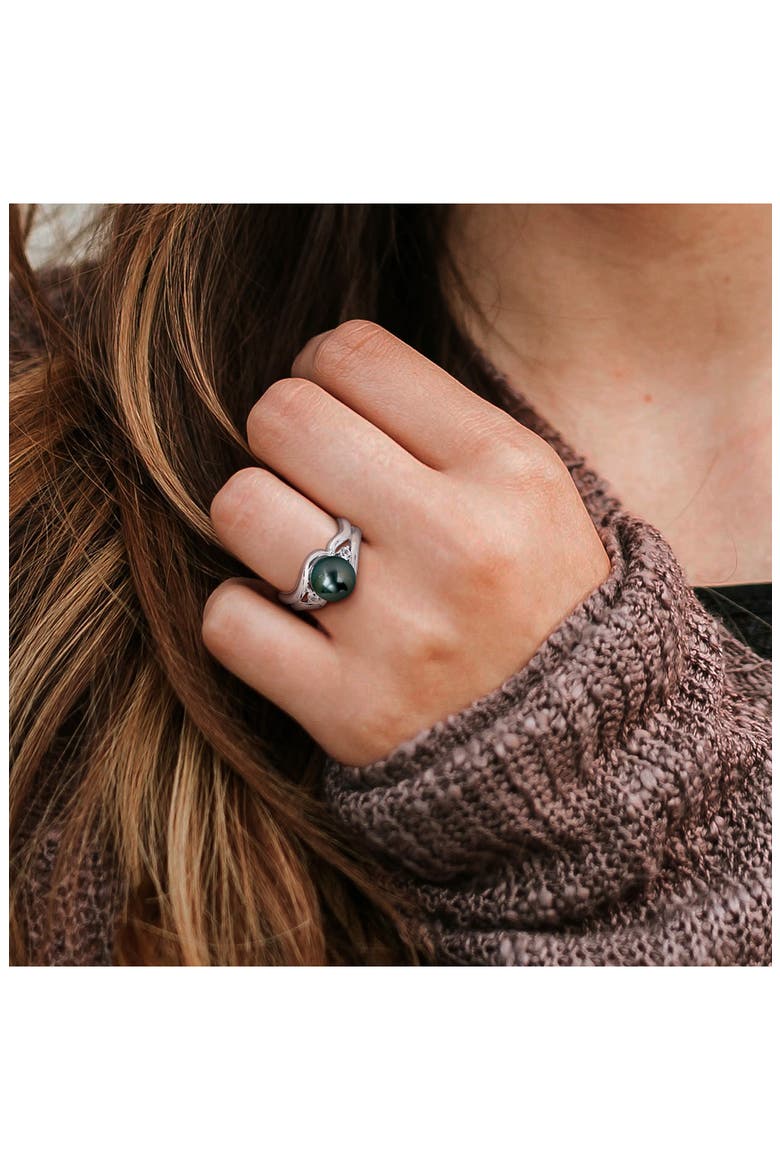 Cultured Tahitian Pearl Ring, Alternate, color, BLACK