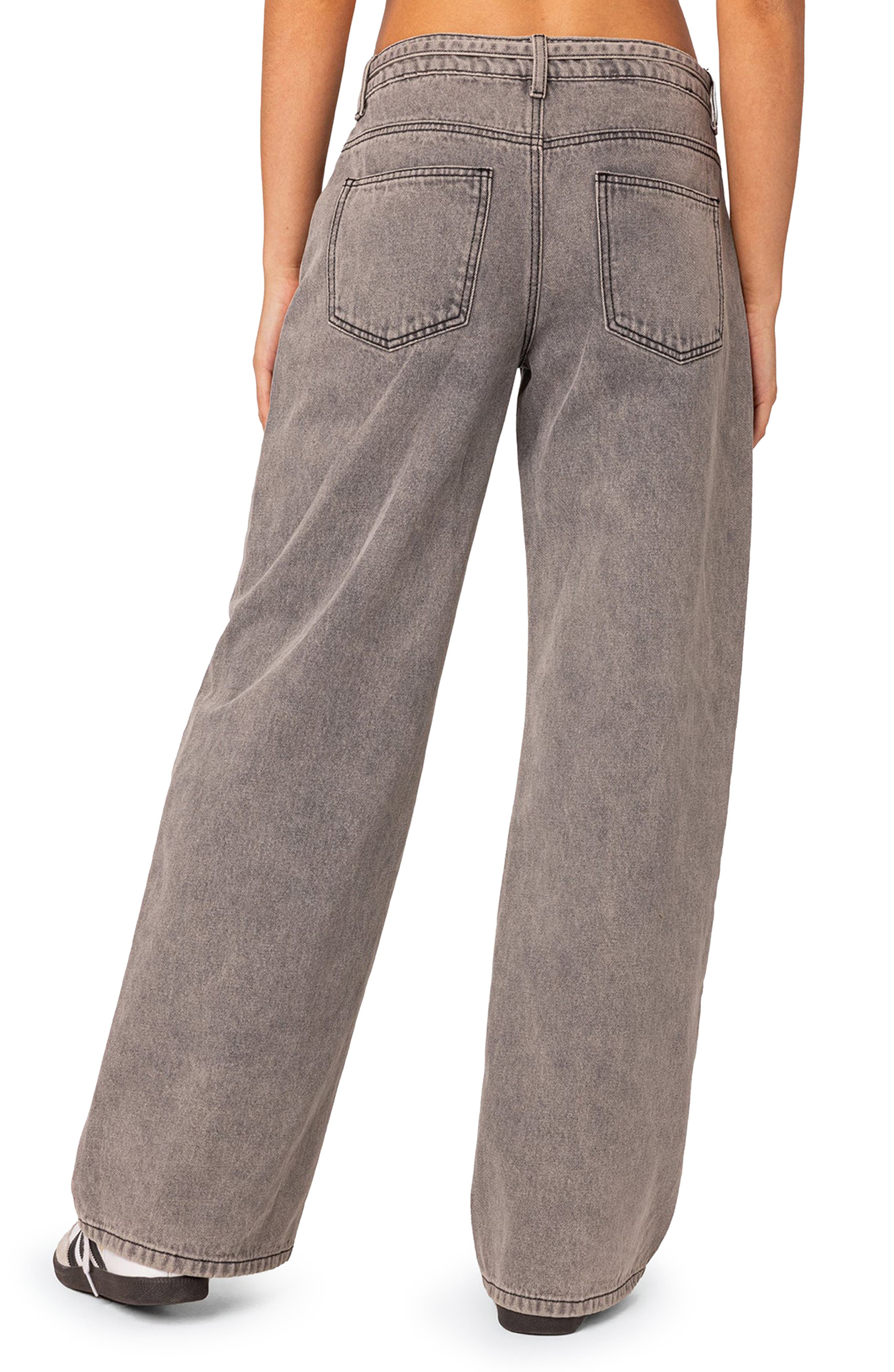 Tie Belt Low Rise Wide Leg Jeans - image 2