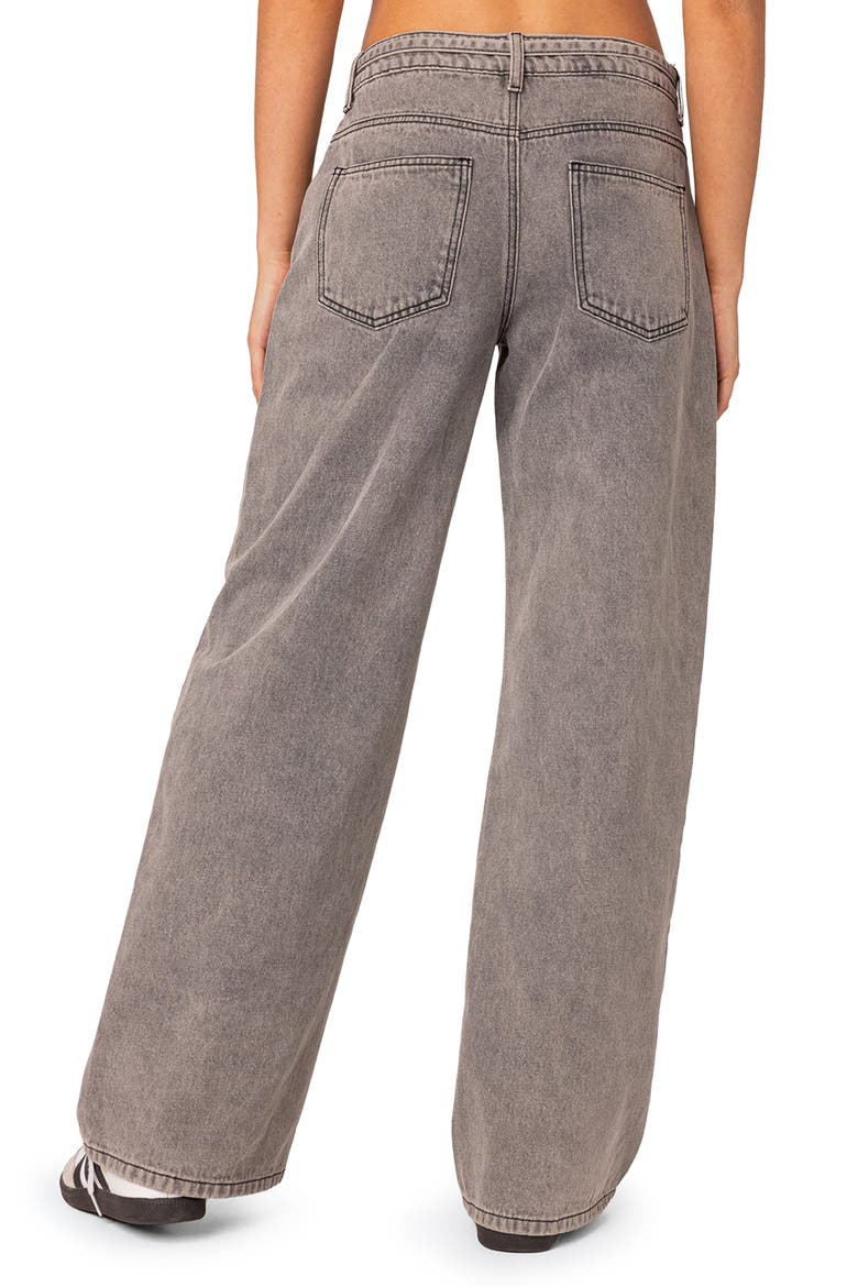 Tie Belt Low Rise Wide Leg Jeans, Alternate, color, LIGHT-GRAY
