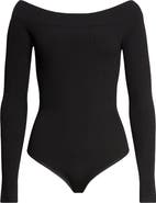 Alaïa Sculpting Rib Off the Shoulder Bodysuit