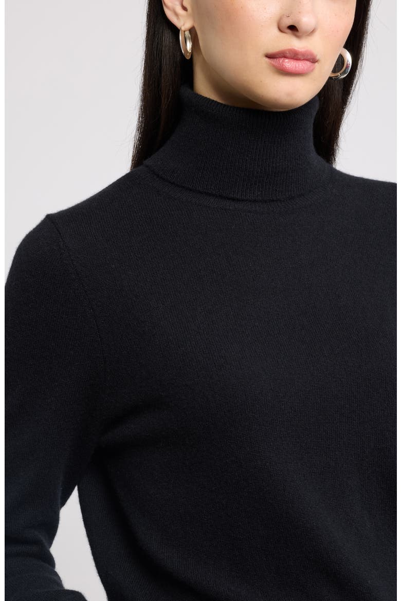 Classic Cashmere Turtleneck Sweater, Alternate, color, BLACK ROCK