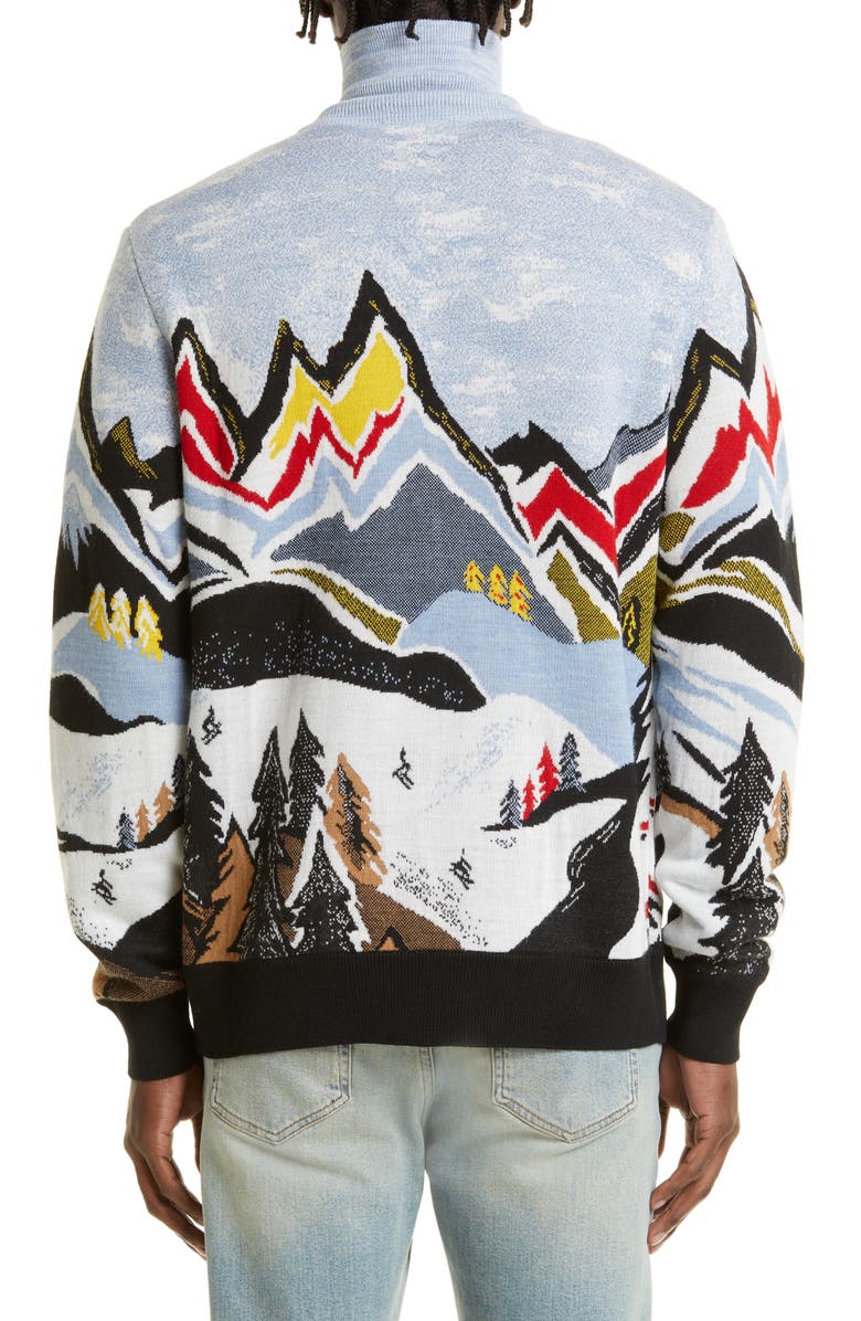Missoni Mountain Scene Jacquard Wool Blend Zip Cardigan, Alternate, color, 