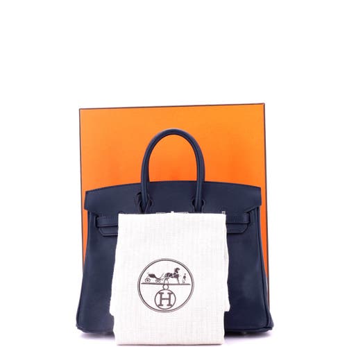 Pre-owned Hermes Hermes Birkin Handbag Blue Swift With Palladium Hardware 25 In Blue
