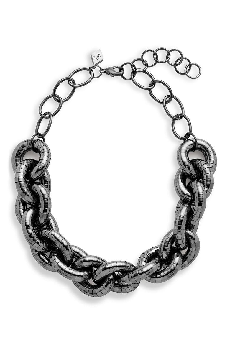 Textured Status Link Necklace, Main, color, HEMATITE