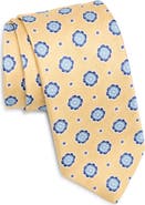 David Donahue Floral Medallion Silk & Cotton Tie
