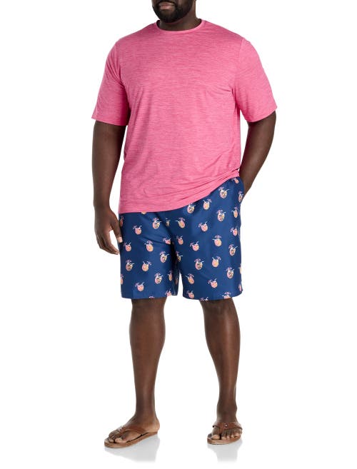 Harbor Bay By Dxl Big & Tall Marled Swim Top In Hot Pink Heather