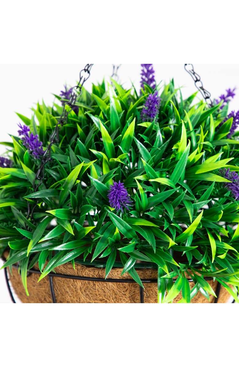 NEARLY NATURAL 18-in UV Resistant Artificial Lavender Hanging Basket, Alternate, color, Green/Purple