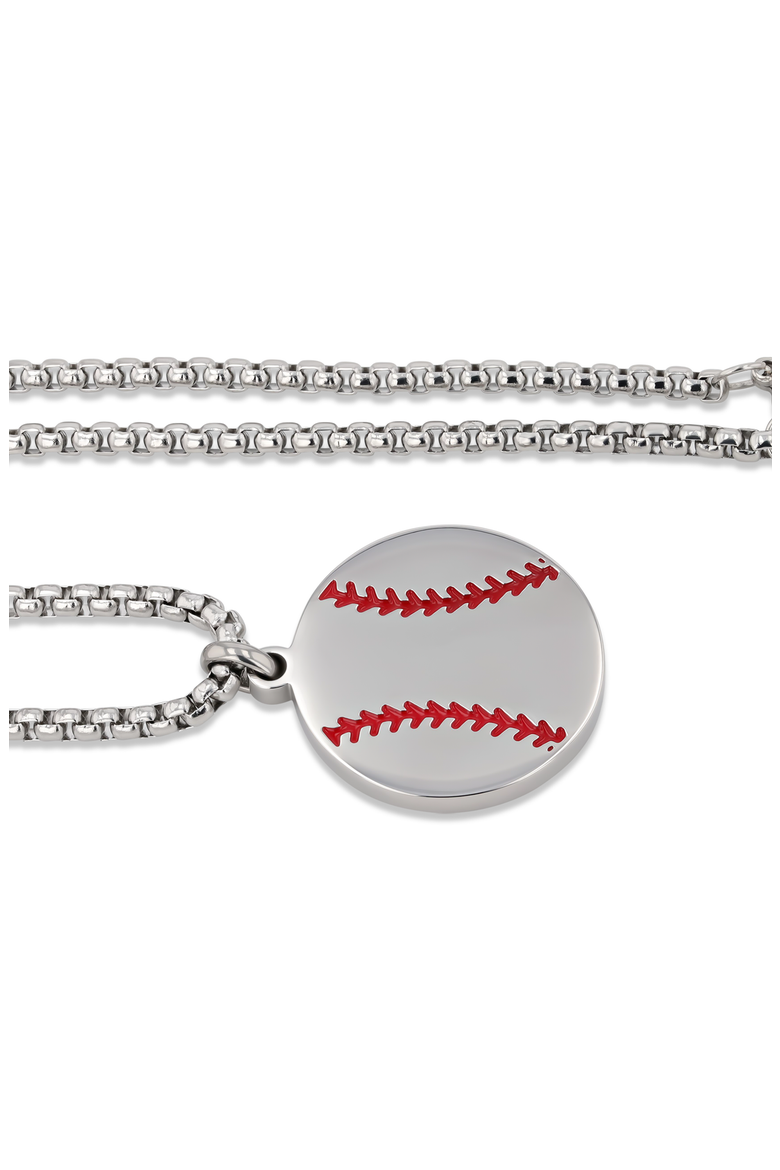 Stainless Steel Baseball Pendant Necklace, Alternate, color, 22in