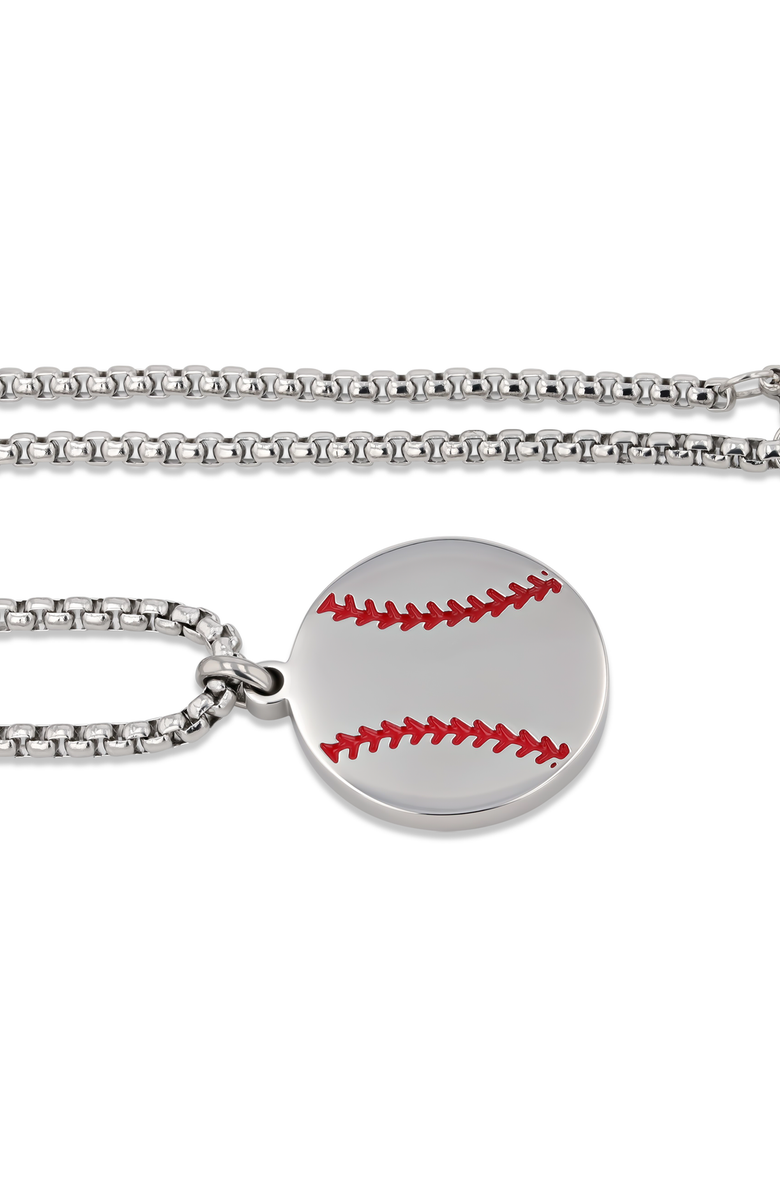 Larson Jewelers Stainless Steel Baseball Pendant Necklace, Alternate, color, 18In