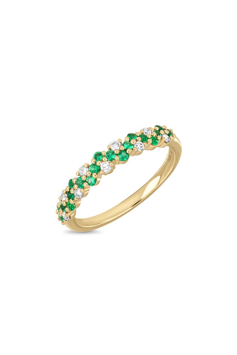 18K Gold El Mar Gemstone & Diamond Band Ring (Online Trunk Show), Main, color, 18K YG/ DIAMOND/ EMERALD