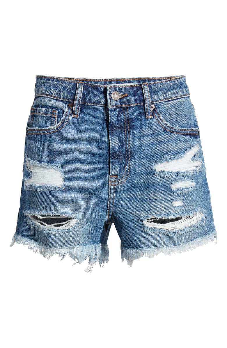 HIDDEN JEANS Nonstretch Distressed High Waist Denim Cutoff Shorts, Alternate, color,