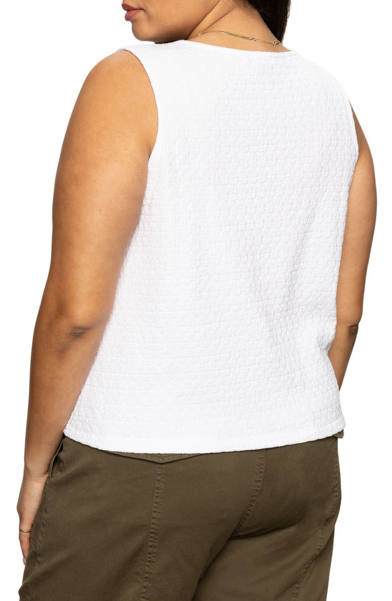 Sanctuary Vacation Textured Tie Front Button-Up Tank, Alternate, color, White