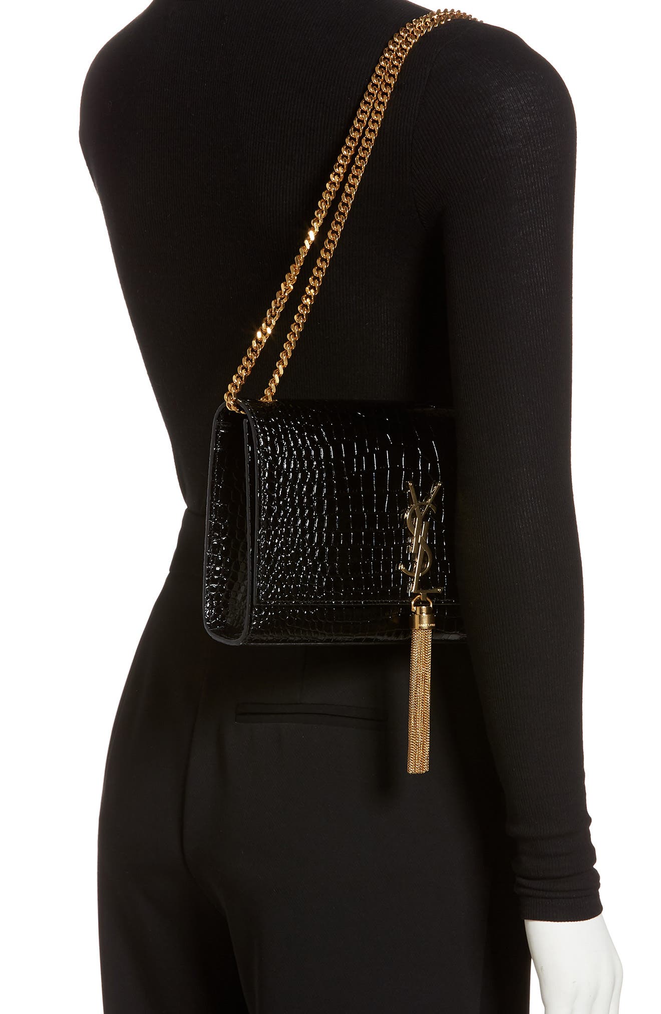 Saint Laurent Medium Kate Leather Shoulder Bag, Alternate, color, 