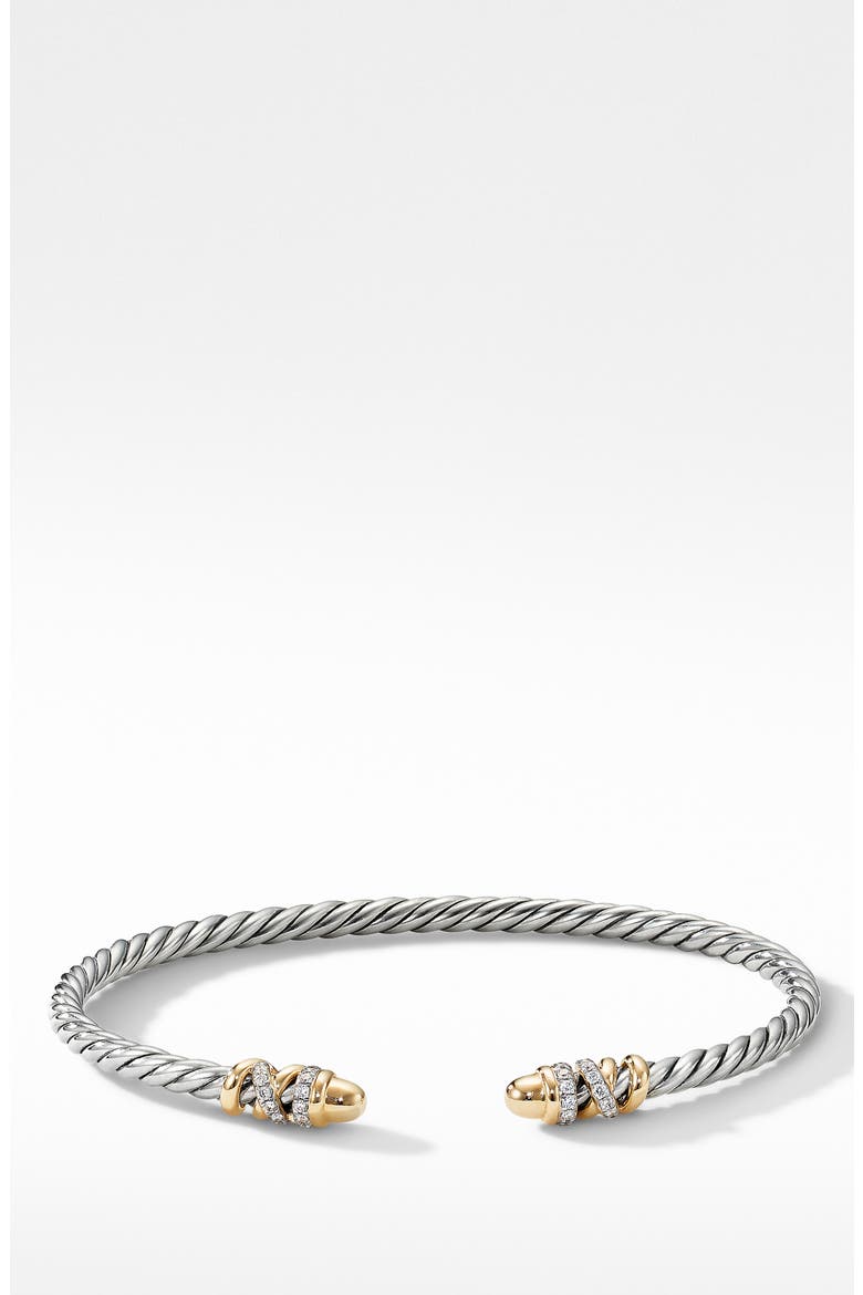 Petite Helena 18K Gold Domes & Diamond Open Bracelet, Main, color, GOLD DOME