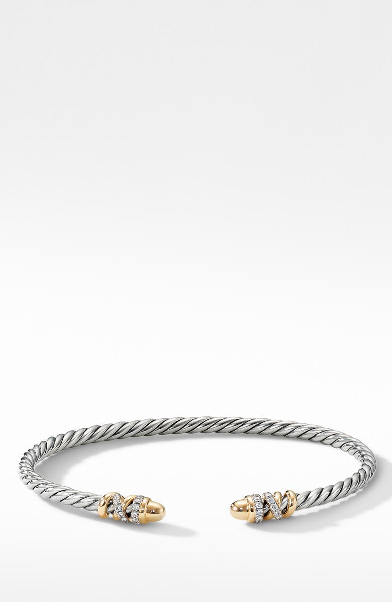 David Yurman Petite Helena 18K Gold Domes & Diamond Open Bracelet, Main, color, Gold Dome