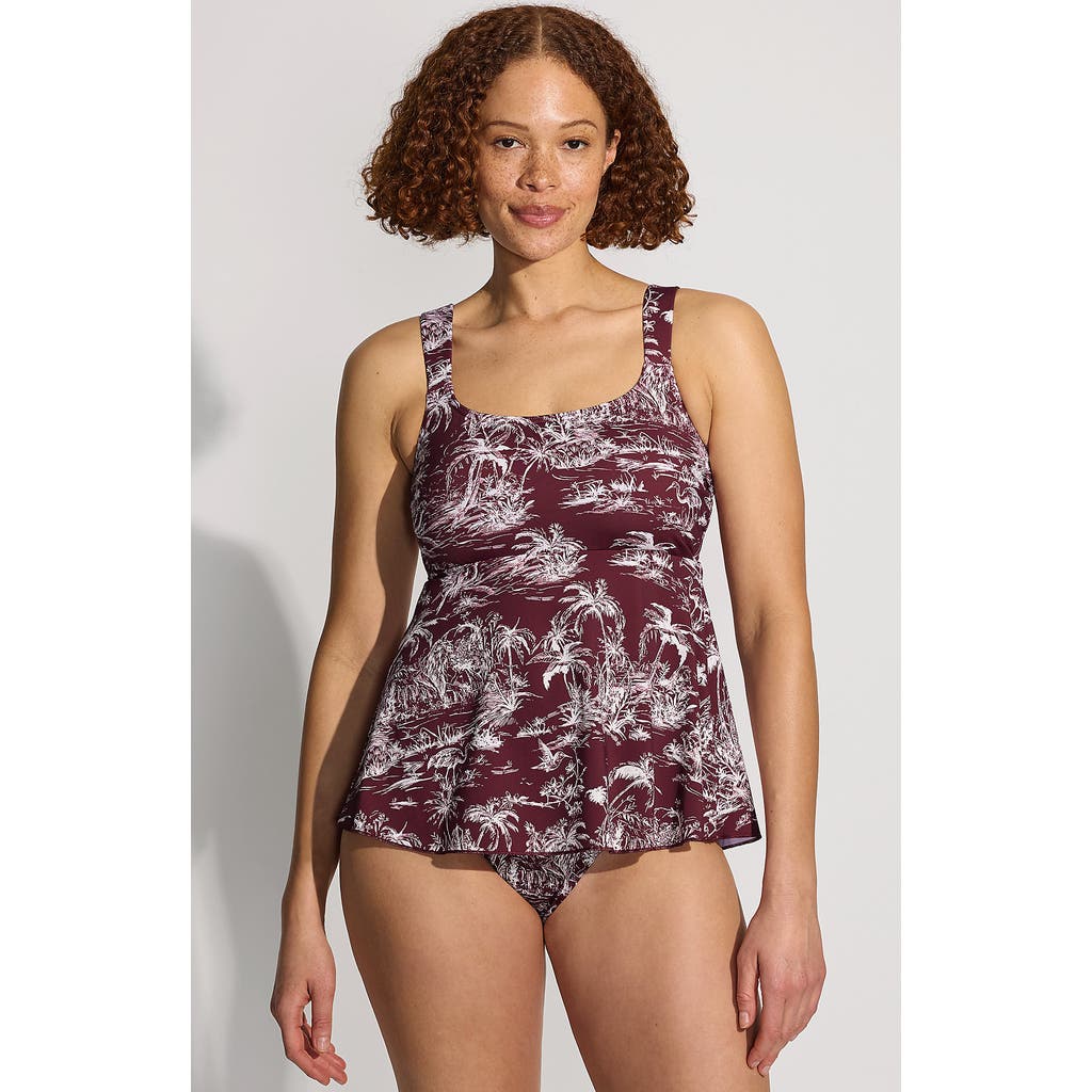 LANDS' END LANDS' END ADJUSTABLE SCOOP NECK FLUTTER TANKINI TOP