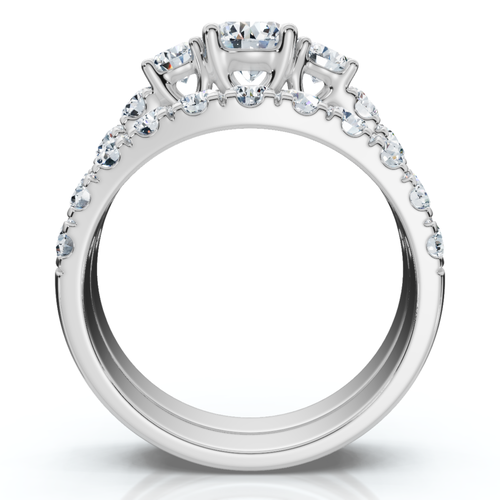 Bliss Diamond 1 3/4ct 3-stone Diamond Engagement Wedding Ring Set 14k Gold Or Pt Lab Grown In Silver
