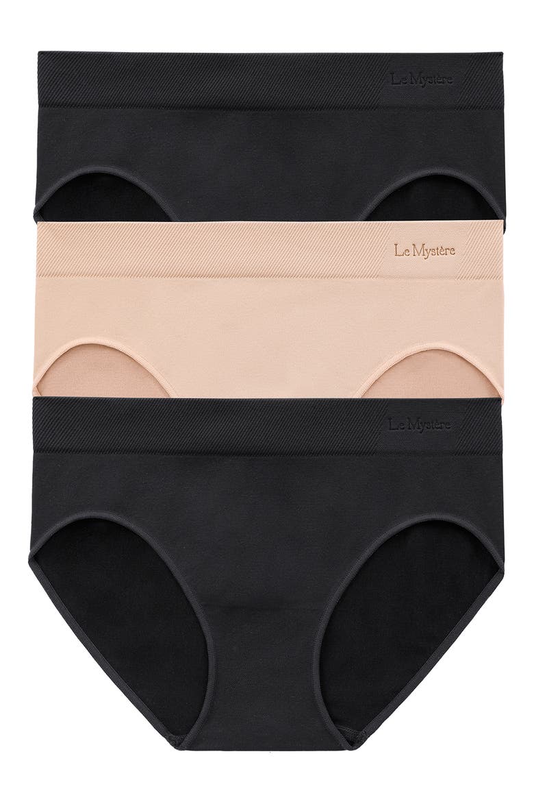 Assorted 3-Pack Seamless Hipster Briefs, Alternate, color, BLACK/NATURAL