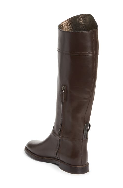 Brunello Cucinelli Monili Trim Riding Boot In Brown