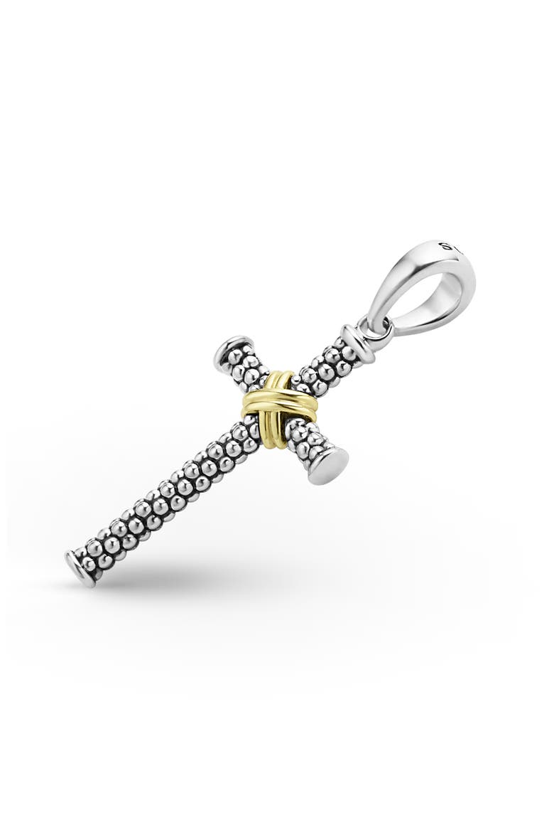 Men's Anthem Two-Tone Caviar Beaded X Cross Amulet, Alternate, color, TWO-TONE