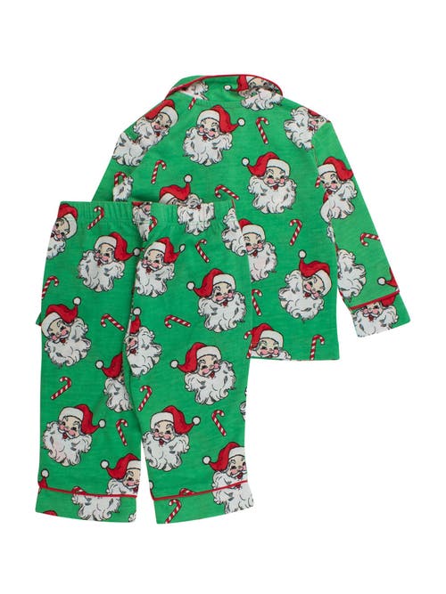 Rufflebutts Gender Inclusive Button Up Pajama Set In Green