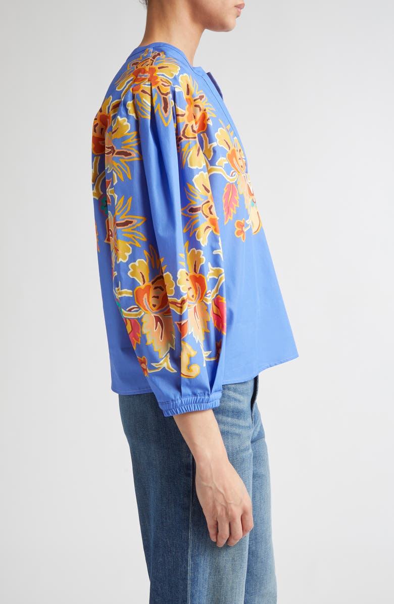 Etro Placed Paisley Cotton Top, Alternate, color, Printed Azure Base