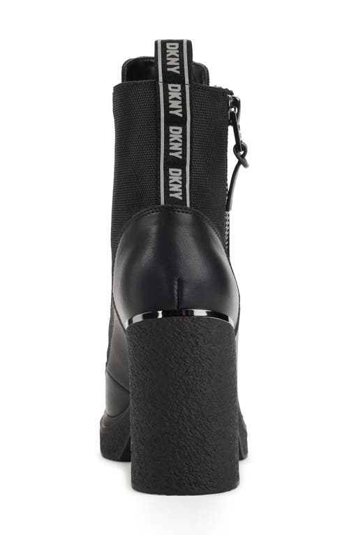 Dkny Women's Toia 100mm Mixed-media Combat Boots In Black