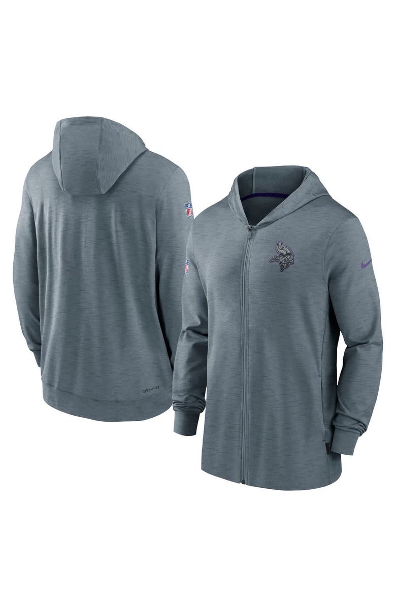 Nike Men's Nike Gray Minnesota Vikings 2022/23 Sideline Pop Performance Full-Zip Hoodie, Main, color, Gray